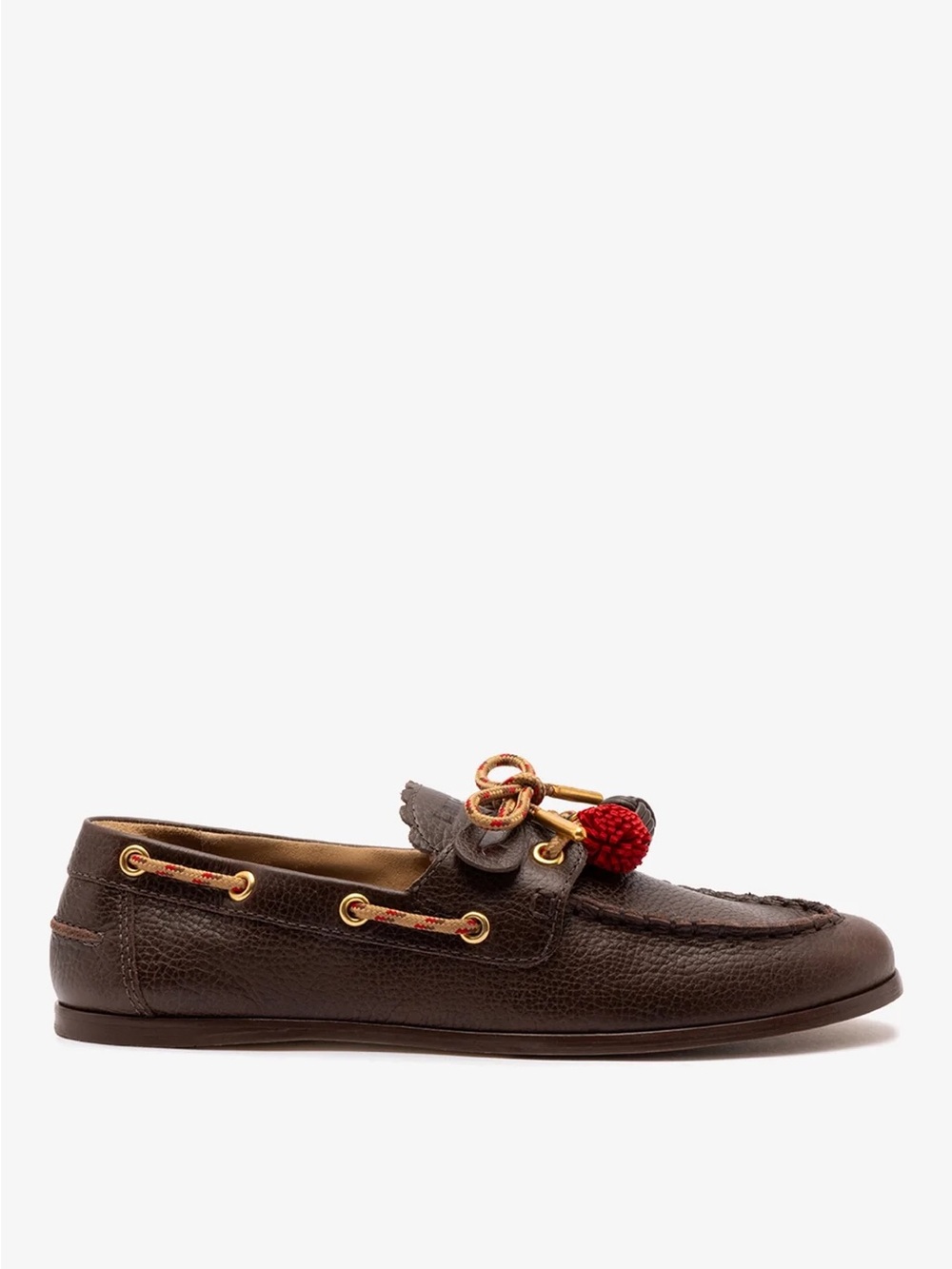 Larroude Cypress Boat Shoe in Brown Leather